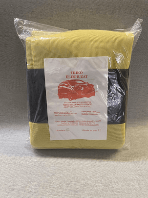 Tank-style car seat cover made from upholstery fabric - yellow-black