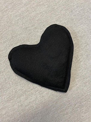 Cherry pit pillow with heart shape - black