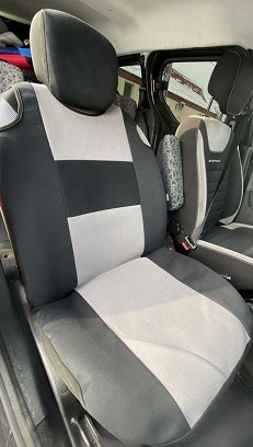 Trikó autóüléshuzat alcantarából - szürke alcantara fekete betéttel